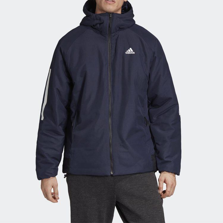 adidas Зимняя мужская пуховая куртка 3 полоски Legend Ink DZ1408