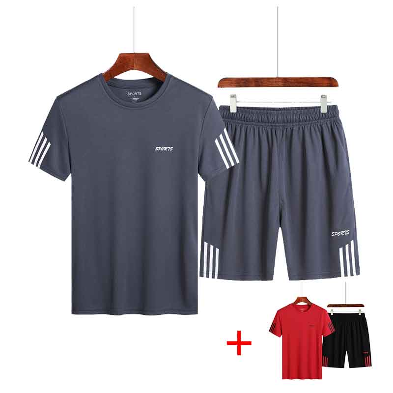 Два комплекта топа и брюк. Мужской спортивный костюм. Комплект спортивной одежды. Повседневный комплект из двух предметов для бега и фитнеса.