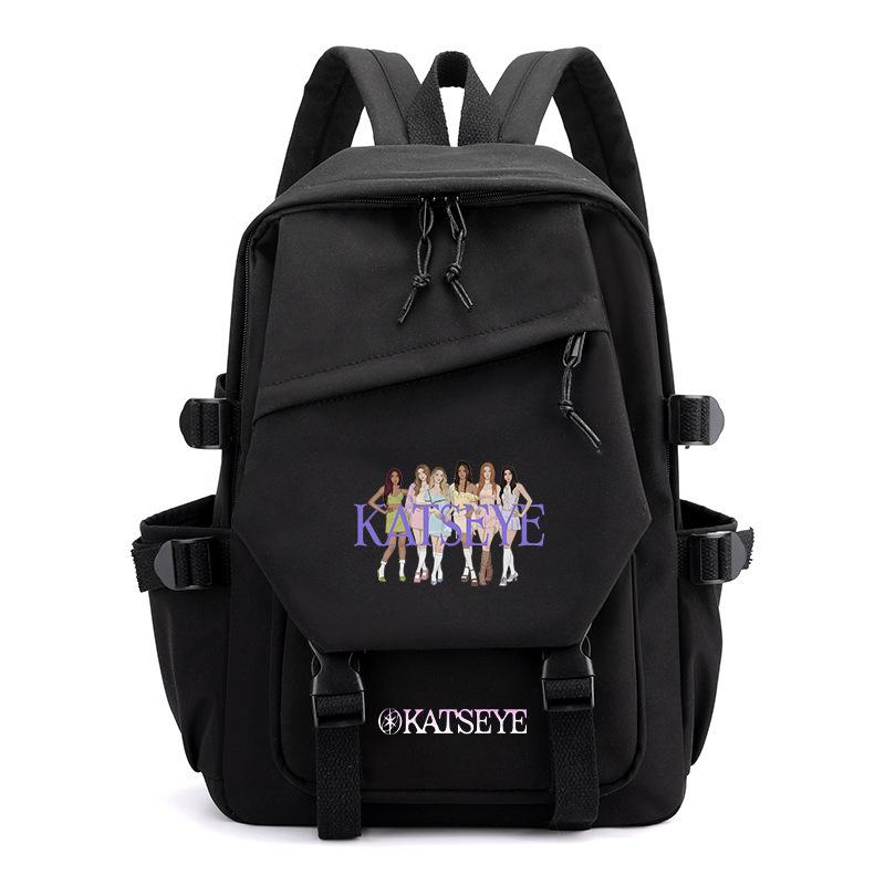 KATSEYE Backpack Official Merch Navy Blue Lightweight Casual Daypack Anti-Theft Laptop Backpack for School College Commuter Gifts 15.6 Inch