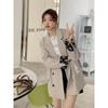 Белый повседневный пиджак женский весна-осень новый корейский стиль свободный двубортный костюм с разрезом