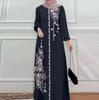 Long Sleeve Long Robes Abaya Women Muslim Fashion O Neck Casual Vestidos Loose Turkey Floral Printing Maxi Dress