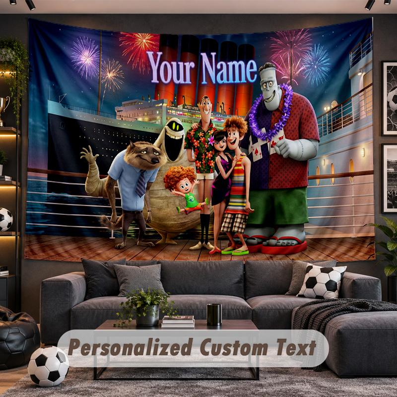 Hotel Transylvania Personalized Tapestry Support Custom Name, Wall Art Home Decoration