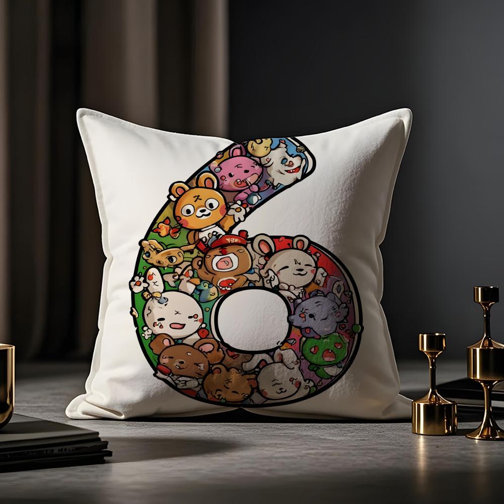 Digital Design Cushion Cover Anti-dustmite Pillowcase Invisible Zipper Silky Short Plush Sofa Cushion Cover