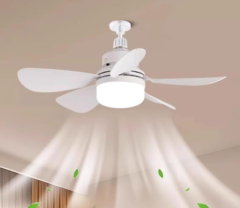 Потолочный светодиодный вентилятор с цоколем E27 и пультом дистанционного управления - Энергосберегающий свет для спальни, кухни, ванной комнаты, ресторана