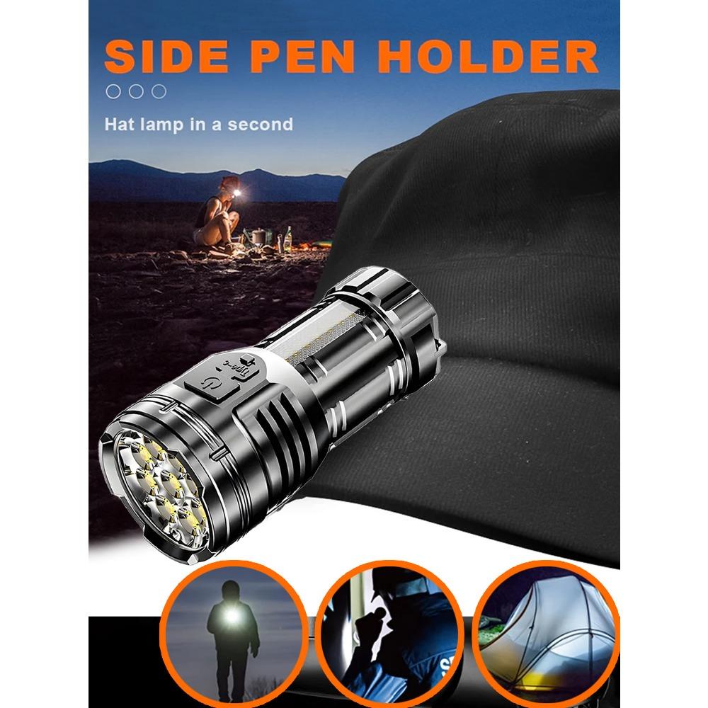 9-светодиодный фонарик высокой мощности с USB-зарядкой, мощный световой фонарь с зумом Cob для кемпинга, рыбалки, аварийного магнита