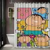 Шин-чан и друзья Карандаш Школьная форма и Робот Сцена 2D Печать Водонепроницаемая Шторка для душа, Сине-желтый Декор для ванной