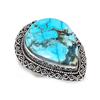 Кольцо из серебра 925 пробы с натуральной тибетской бирюзой, размер 7,5 F4T11