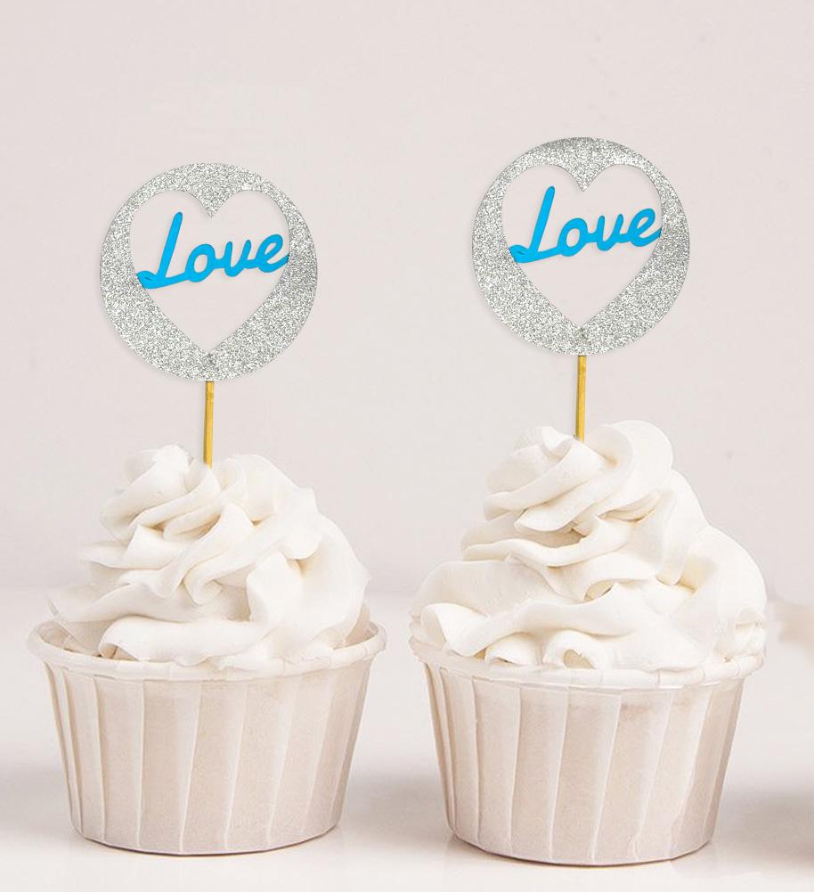 Дарлинг Сувенир| Блестящие украшения для свадебных кексов в форме сердца и любви | Украшения для праздничных десертов - упаковка