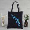 Blue Butterfly Color Flying Flower Custom Tote Bag Shopping Original Design Black Unisex Travel Canvas Bags Eco Foldable Shopper