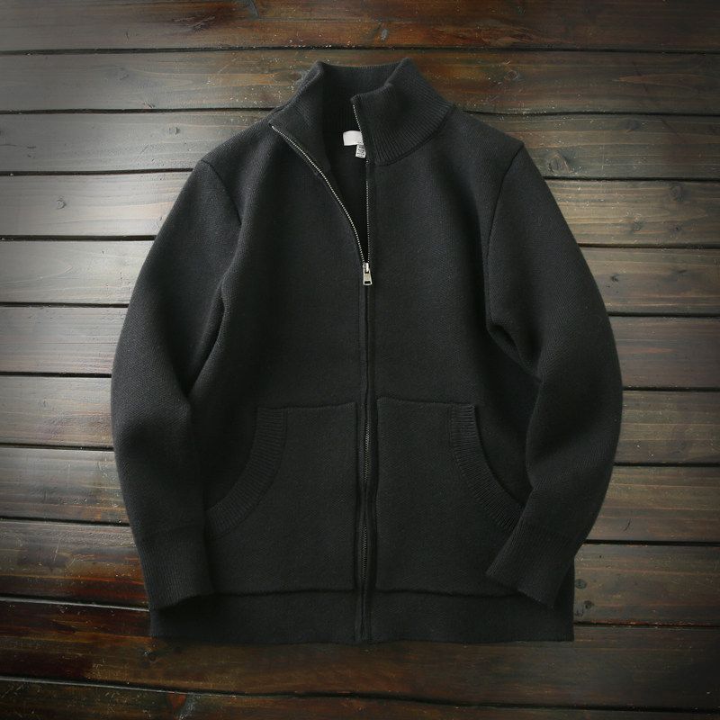 Scandinavian Order! Heavy Weight 100/Pure Cotton! Export Tail Goods Men Fall and Winter Stand Collar Knitting Cardigan Sweater Outwear