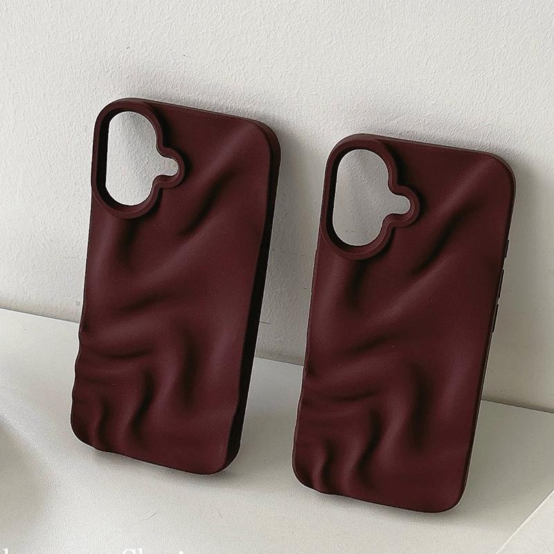 Stylish Wine Red Irregular Water Ripples 3D Phone Case For For Iphone 17 Air 16 1 14 13 12 11 Pro Max Soft Silicone Back Cover