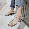 2024 2024 Summer Plus 43 High Quality Flat Shoes Women Seaside Jelly Shoes Non-slip Rivets Studs Sandals Sandalias De Las Mujere