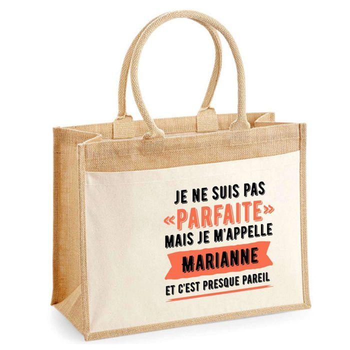 Sac de plage - PLANETEE - Marianne Parfaite - Coton beige - Imprimé en France - Anses solides