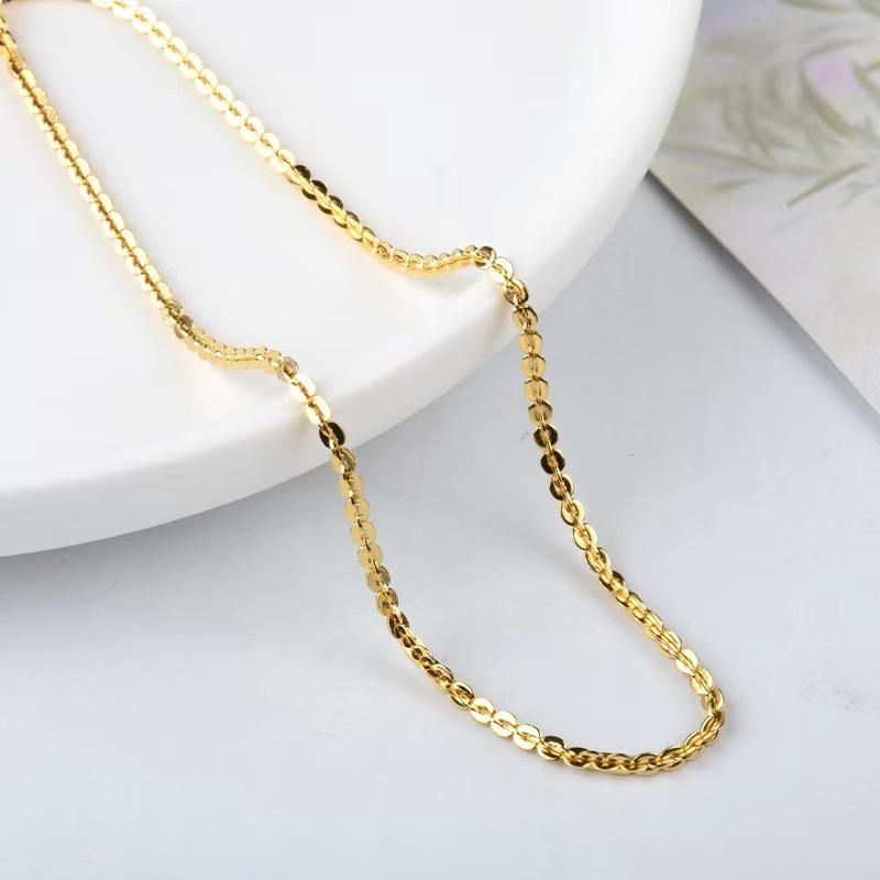 Женское простое овальное ожерелье из титановой стали в корейском стиле - Не выцветающая цепочка на ключицу, аксессуары