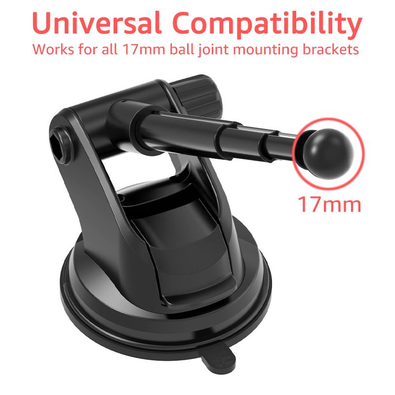 Aluminium Alloy Telescopic Arm Car Mobile Phone Stand Base Universal 17mm Ball Head Suction Cup for Car Dashboard Phone Holder 1