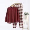 Women's 100% Cotton Double-layer Yarn Printed Home Clothing Spring Thin Standing Collar Pajama Set Long Sleeves Sleepwear