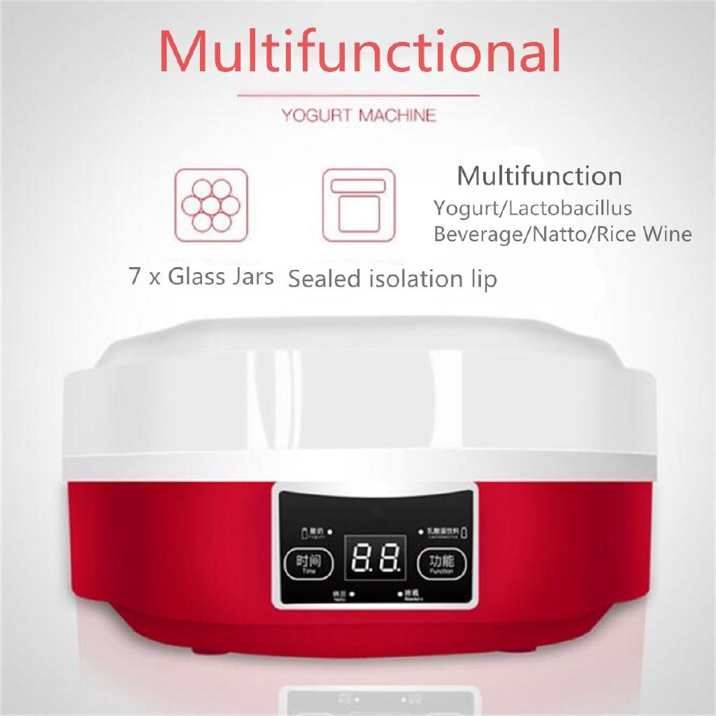 15W Automatic Smart Touchs Screen DIY Yogurt Machine 220V Electric Automatic Yogurt Maker With Timer 7 Glass Jars Container