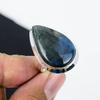 Кольцо из натурального лабрадорита, регулируемое, из стерлингового серебра 925 пробы — подходит для размеров США от 6 до 11 — украшения ручной работы в стиле бохо для женщин и мужчин, подарки из ватного тампона