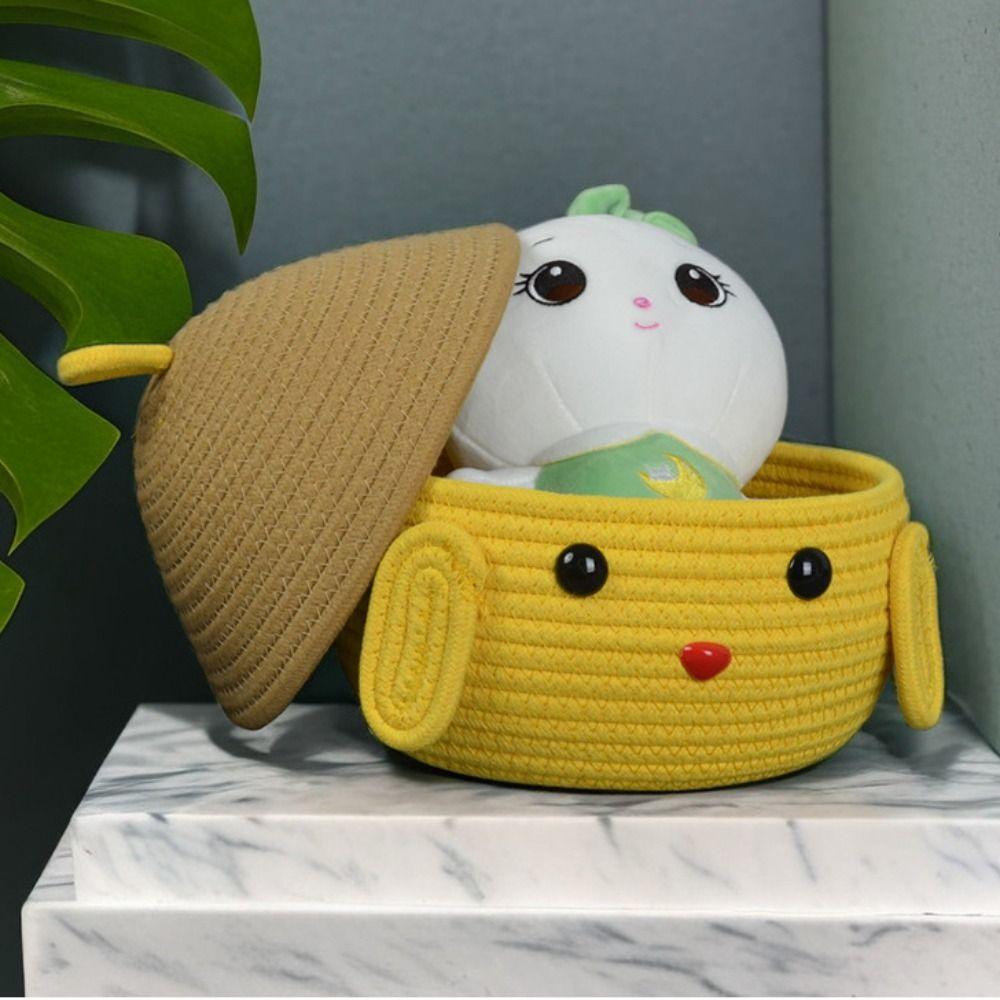 Cartoon Sorting Storage Basket Handmade Organizing Basket Desktop Storage Box  Coffee Table
