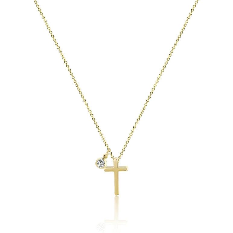 VIROMY Gold Cross Necklace for Women 14K Gold Plated Cute Sidways Cross Pendant Choker Necklaces Simple Trendy Everyday Jewelry for Women