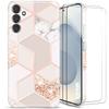 Protective Case - BOOLING - for Samsung Galaxy S25 Plus - Shockproof - Pink Marble - 2 Tempered Glass