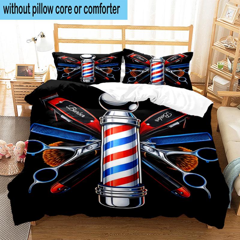 Barber Shop Pole Artwork 3pcs Bedding,Including 1pc Duvet Cover And 2pcs Pillowcases Perfect for Christmas,Ideal for Bedroom, Dormitory