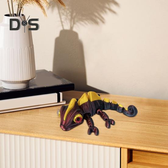 3D-печатная фигурка хамелеона, подвижные глаза, мини-фигурка ящерицы, шарнирная модель животного, игрушка, украшение для дома, офиса, книжной полки, рабочего стола