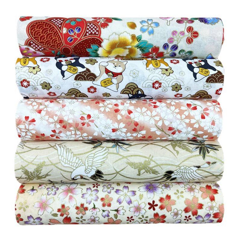 5 шт. ткань с цветочным узором, лоскутная ткань ручной работы, мультяшная хлопковая ткань, японская ткань с принтом 20*25 см
