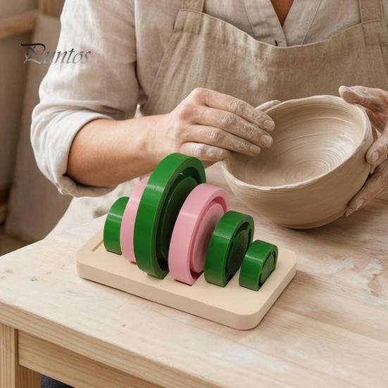 Reusable Plastic Pottery Molds Foot Ring Tools Set, 6 Sizes Clay Base Aligner Templates, Handmade Set Shaping for Ceramic Mugs Bowls Vases,