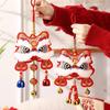 Chinese Lion Dance Ornament Traditional Blessing Souvenir Hanging Pendant with Bells Auspicious Good Luck Charm for New Year Decoration