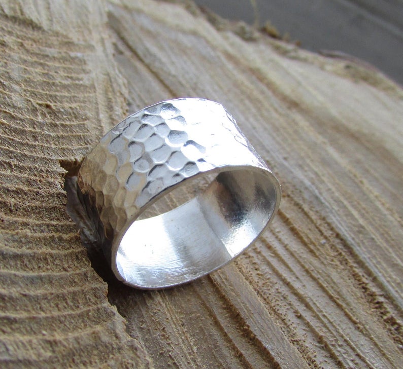 Кольцо-спиннер, женское кольцо из стерлингового серебра 925 пробы, массивное кольцо в стиле бохо, широкое кольцо для непоседы, кованое кольцо для медитации ручной работы, подарок на День святого Валентина