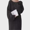 Elegant Knitted Mid-Length Dress for Women - Autumn/Winter Style, Knee-Length, Loose Sweater Design.