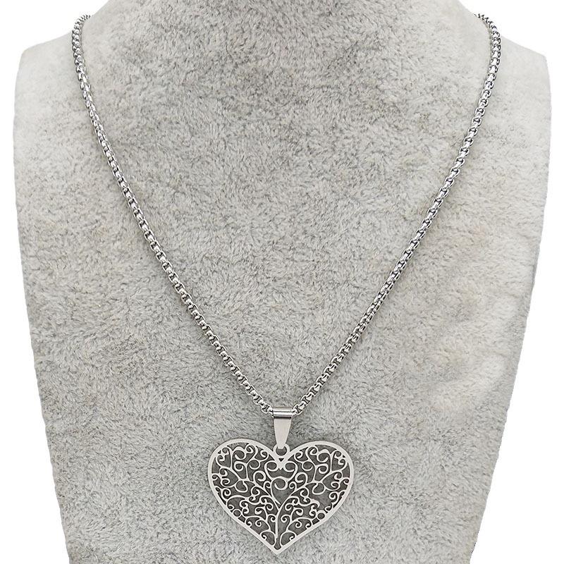 Vintage Style Titanium Steel Tree of Life Heart Pendant Necklace Unisex Fashion Jewelry