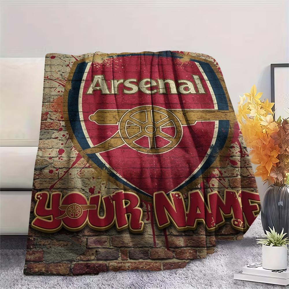 1PC Custom Name Arsenal Patterned Flannel Blanket Suitable For All Seasons for Home Decor Warmth and Comfort Gifts Holiday Present