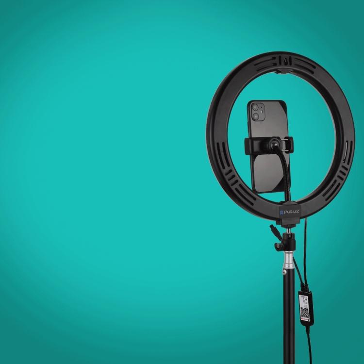 Крепление для штатива длиной 1,1 м + кольцевой светодиодный светильник RGBW размером 10,2 дюйма и диаметром 26 см