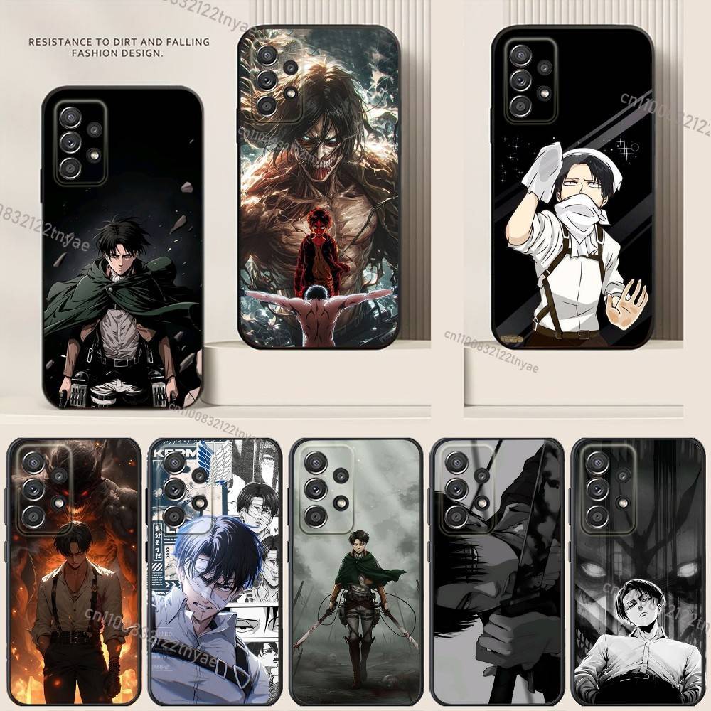 Levi Ackerman Attack on Titan Phone Case For Samsung S24,21,22,23,30,Ultra,20,Plus,Note,10,9,Black soft silicone case