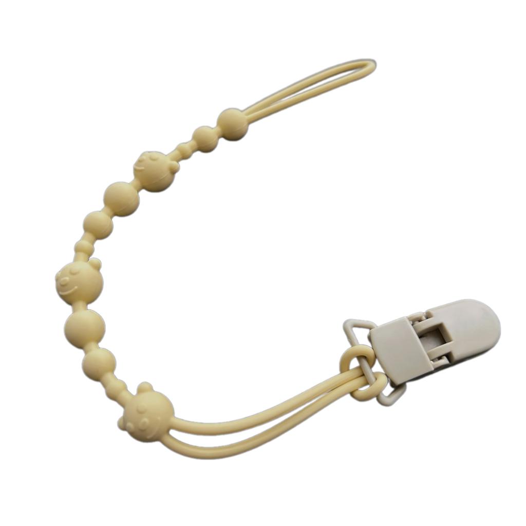 Practical Silicone Pacifier Chain Bear Pattern Pacifier Clip Food Grade Silicone Baby Pacifier Clip for Teething Infants