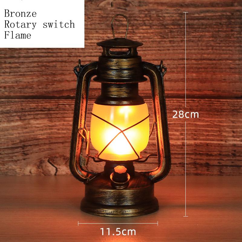 Ретро портативный электрический фонарь уличная керосиновая лампа с дистанционным управлением перезаряжаемая батарея/питание от сети переменного тока бронзовая светодиодная настольная лампа