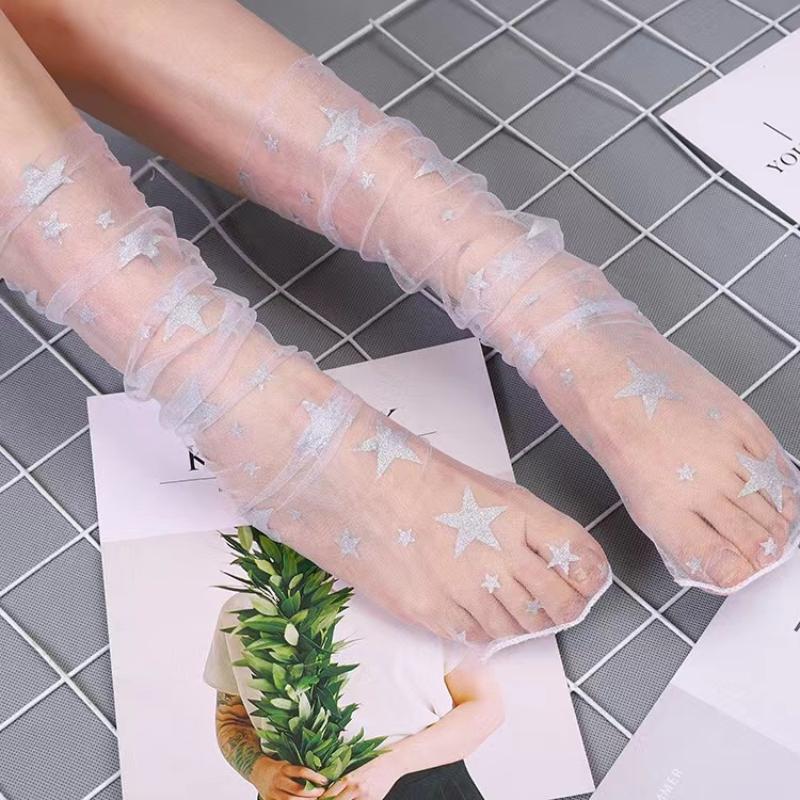 Ins Fashion Star Прозрачные носки Art Women Смешные блестящие носки Чулочно-носочные изделия для девушек Harajuku Носки для лодыжек Женские хипстеры