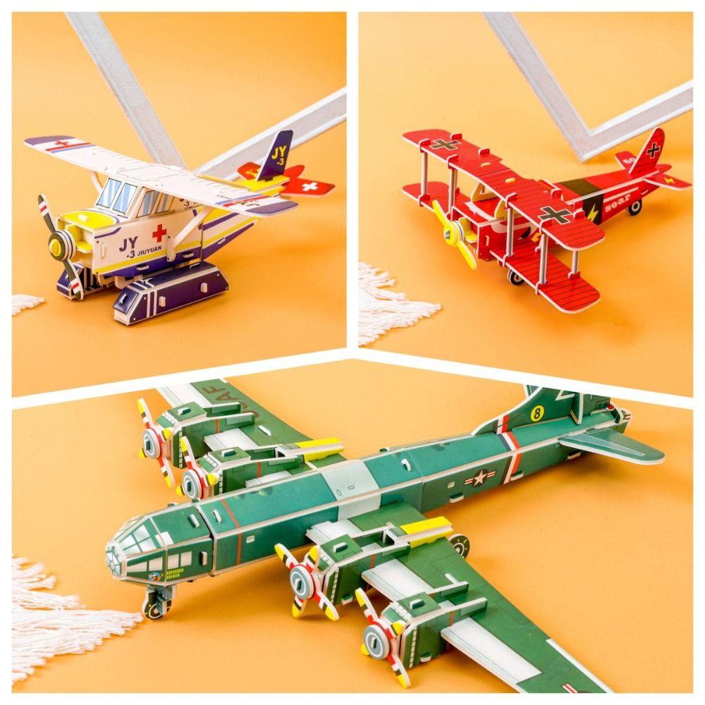 Handmade Airplane Puzzle 3D Education Puzzles Game Montessori Toys  Kids