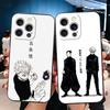 JUJUSU Anime Character Black White Soft Phone Case for iPhone 16 16E 17 Air 15 Pro Max 14 Plus 13 Mini 11 12 7 Black Cover Back