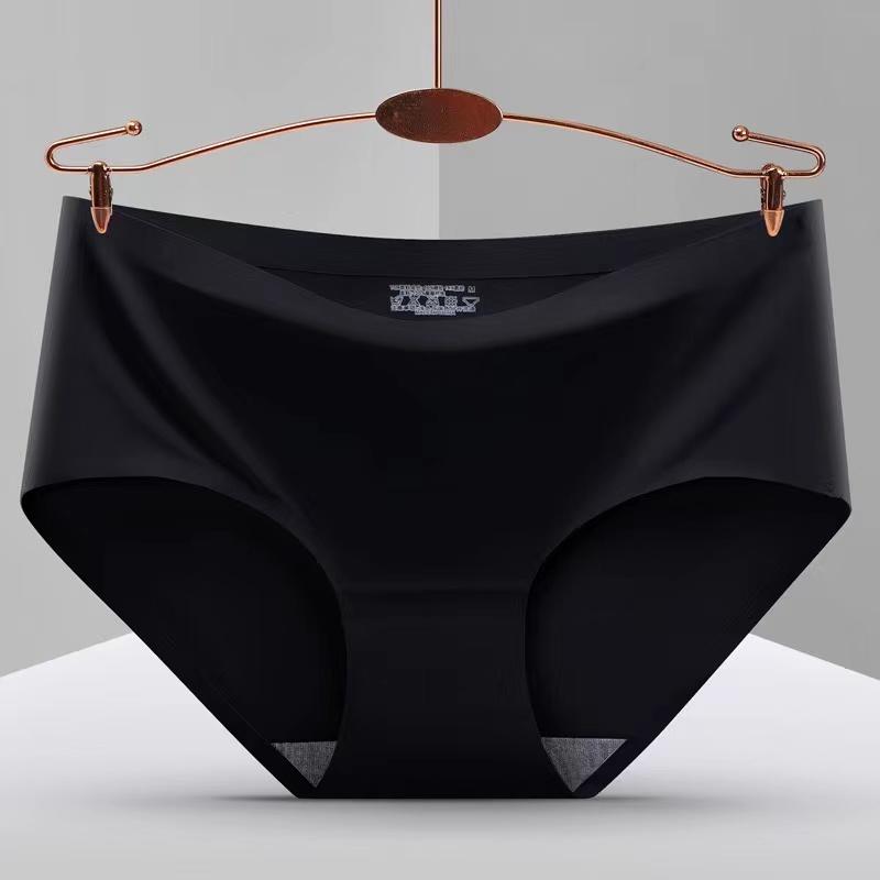 Set Seamless Panties Silk Pamty Mid Waist Underwear Comfort Underpants Solid Invisible Briefs Female Lingerie