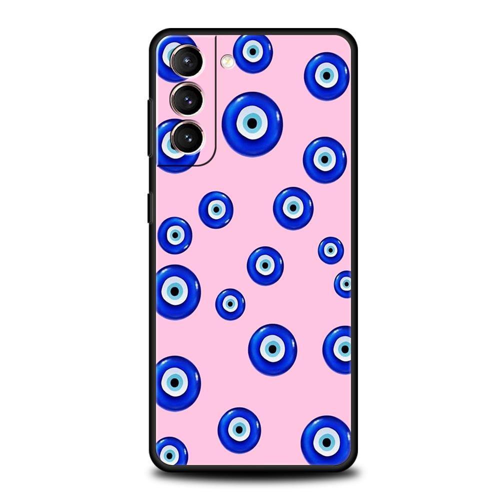 Чехол для телефона Samsung Galaxy S23 S22 Ultra S20 S21 FE 5G S10 S9 Plus S10E S8 Note 20 Черный Чехол Печать Счастливый Глаз Синий Злой Глаз