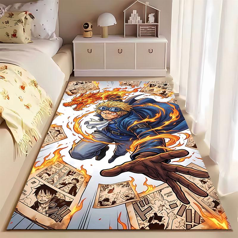 Fiery Dragon and Hero Artwork suitable as a non-slip mat for the living room or bedroom sofa