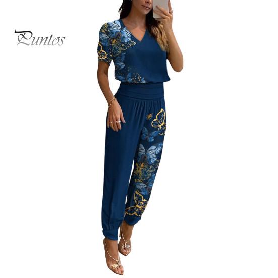 2Pcs/Set Chic Short Sleeve Shrinkable Cuffs Loose Outfit Lady Short Top Long Wide Leg Sweatpants Set Streetwear
