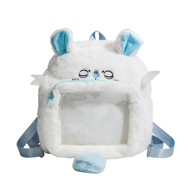 Niche Design Cute Flying Mouse Plush Pain Bag Fashion Everything Girl Heart Fluffy Cute Transparent Backpack