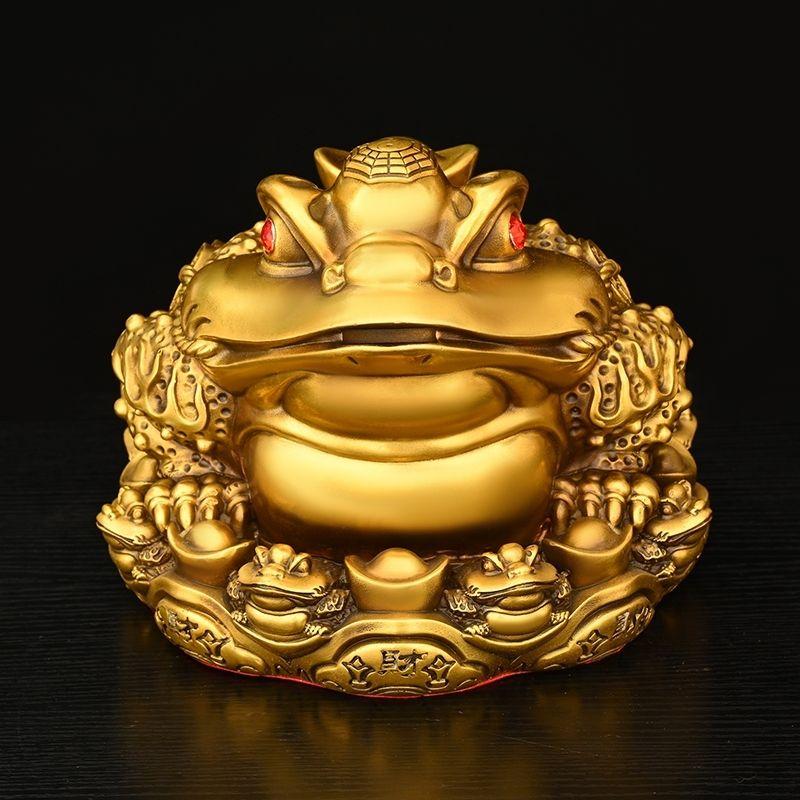 Привлечение богатства Zhaocai Медно-золотая жаба Украшение в виде трехногой жабы Офисное украшение Гостиная Винный шкаф Ремесло Открытие Подарок