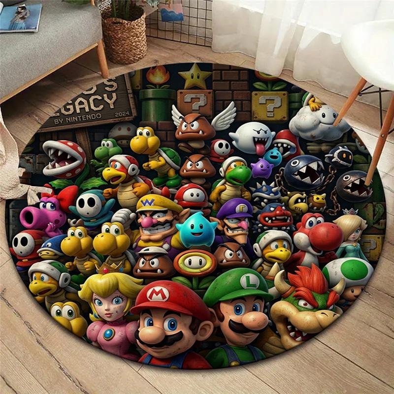 Super Mario Round Area Rug Carpet Rug For Living Room Bedroom Sofa Playroom Decor Nonslip Floor Mat