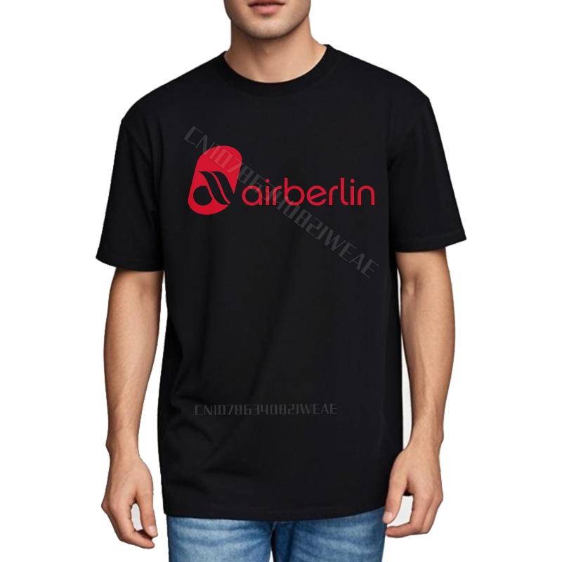 Summer top Crew Neck Essential Teeshirts Airberlin Logo On Black Shirt Brand Summer Tshirt Stylish Round Neck Tee Breathable