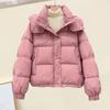Женское зимнее хлопковое пальто с капюшоном, утолщенное, укороченное, с карманами на молнии, эластичными манжетами, однотонное ветрозащитное женское пуховое пальто